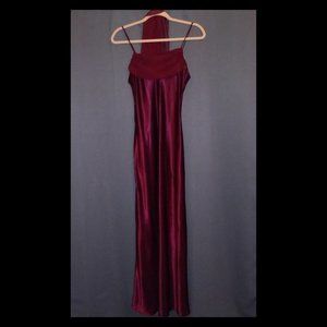 Blondie Nites by Jaslene Cranberry Cowl Neck Long Slip Dress w/ Chiffon Shawl